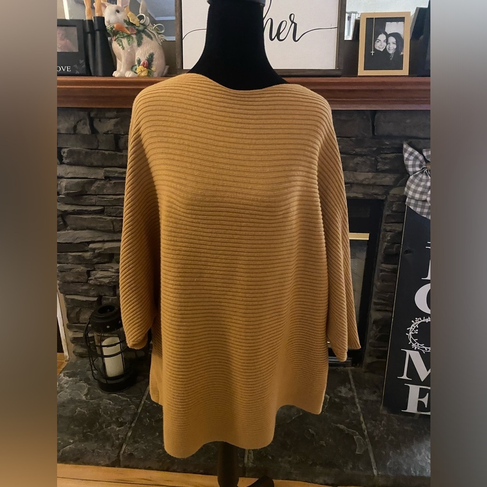 Pure Jill Ribbed Boatneck Tunic Sweater in Mustard
